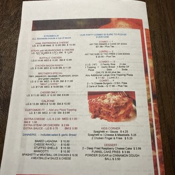 Brothers Pizza menu 2